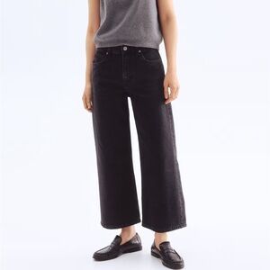 Wide/Regular fit/High waist/Cropped Black Women's Jeans